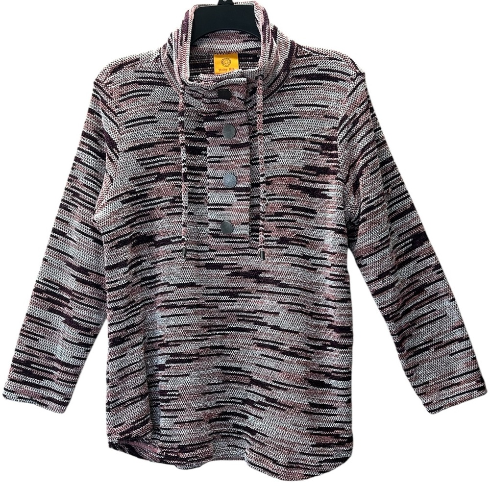 Ruby Rd. Button Snap Cowlneck Pullover Sweater To… - image 2